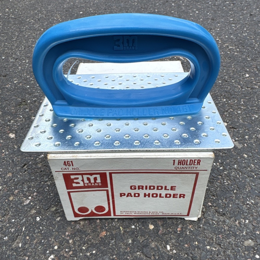 NOS 3M Griddle Pad Holder #461 Blue Handle OEM Part Durable Lightweight Vtg Box